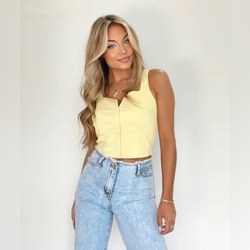 yellow leather tank top